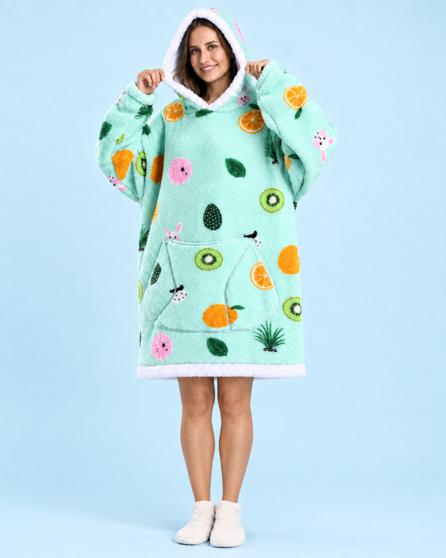 Cuddle Cloud Sherpa Hoodie - Bunny Brunch, Short