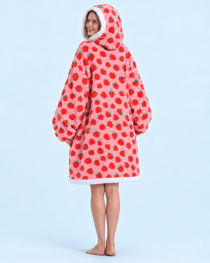 Cuddle Cloud Sherpa Hoodie - Berry Sweet, Short