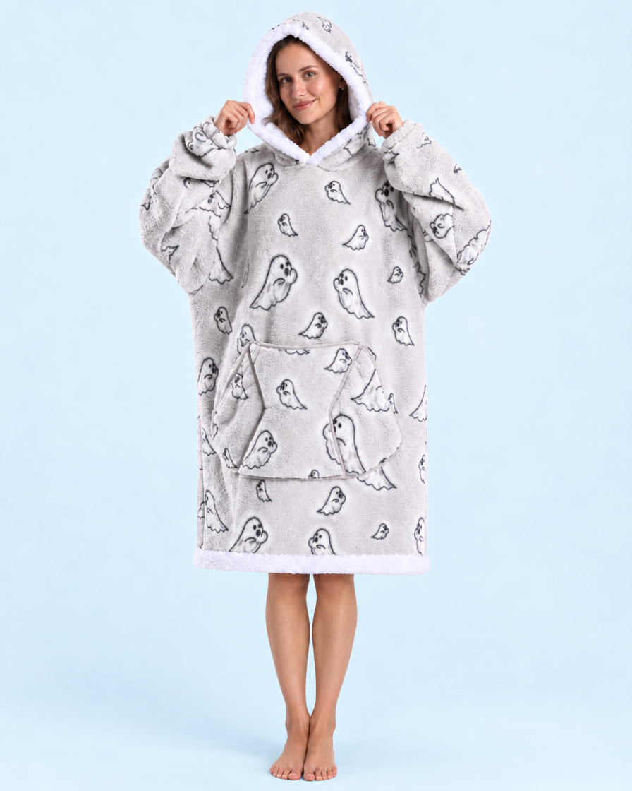 Cuddle Cloud Sherpa Hoodie - Boo Crew, Short