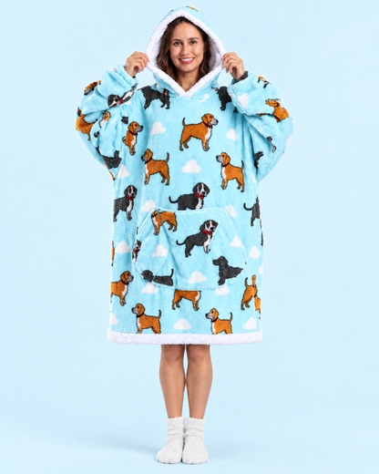 Cuddle Cloud Sherpa Hoodie - Doggy Daydream, Short
