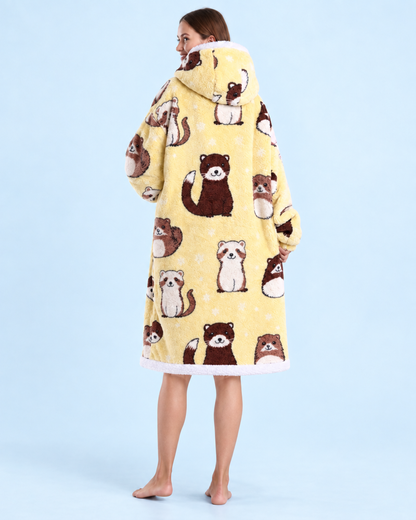 Cuddle Cloud Sherpa Hoodie - Ferret Lemonade, Short