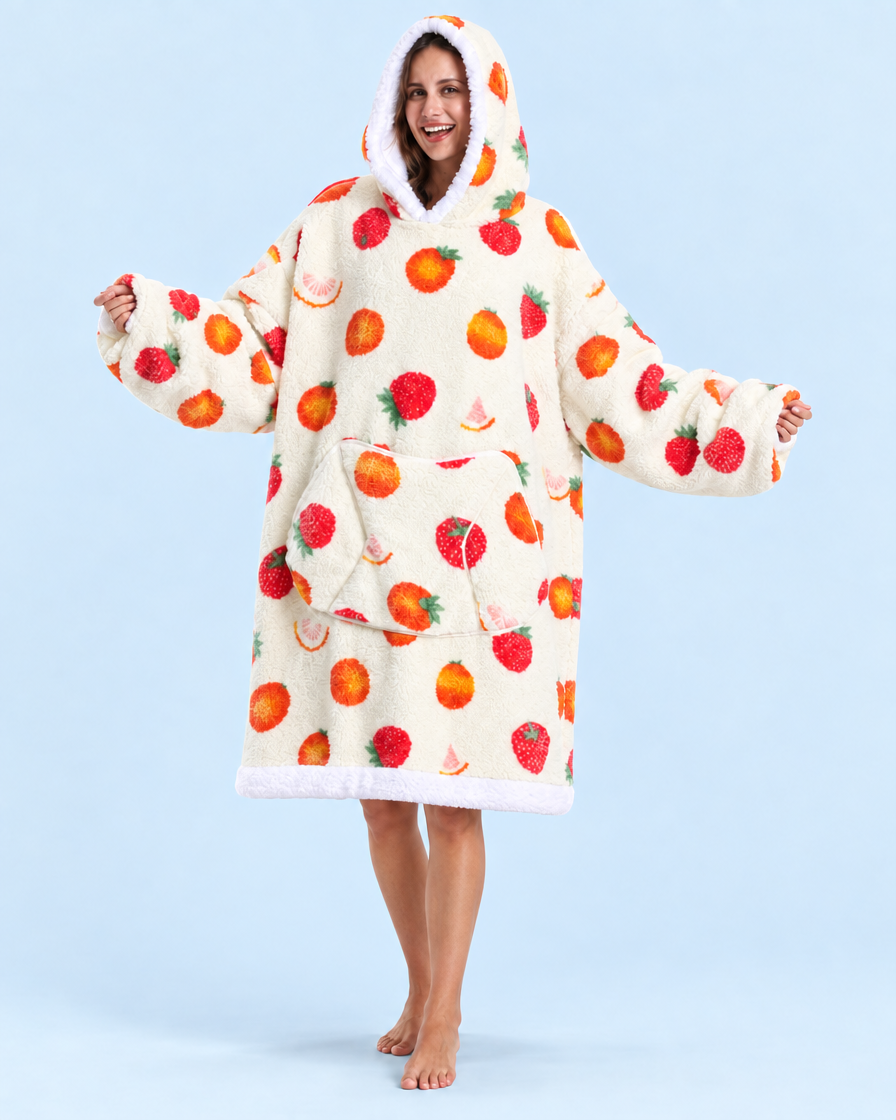 Cuddle Cloud Sherpa Hoodie - Fruit Punch Party, Short