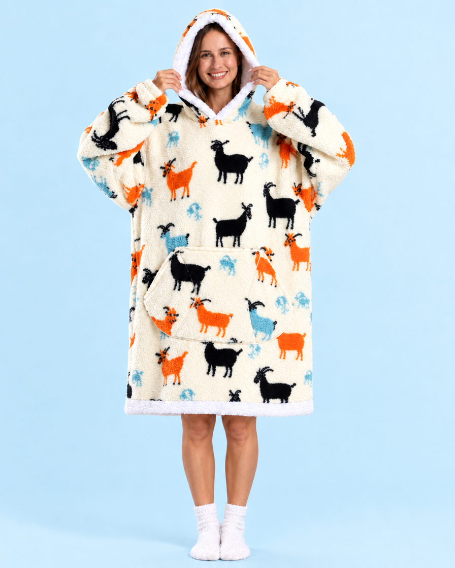 Cuddle Cloud Sherpa Hoodie - Goat Vibes Only, Short