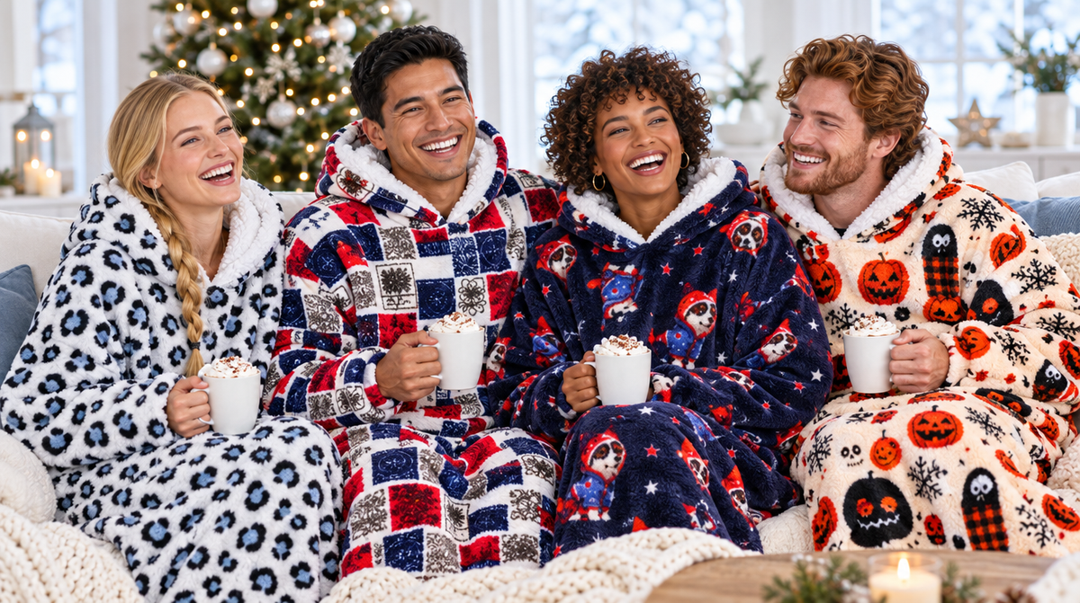 Cuddle Cloud hoodies on the couch