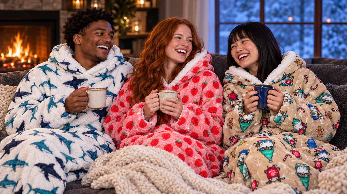 Cuddle Cloud hoodies on the couch