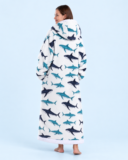 Cuddle Cloud Sherpa Hoodie - Shark Snuggle, Long