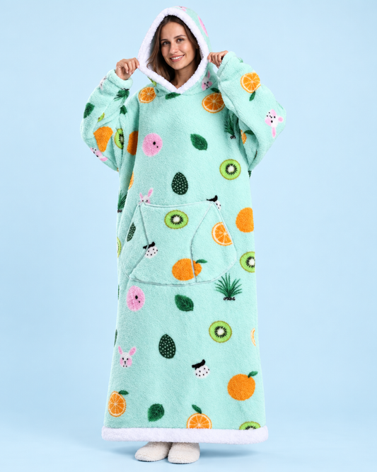 Cuddle Cloud Sherpa Hoodie - Bunny Brunch, Long - front