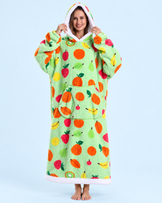 Cuddle Cloud Sherpa Hoodie - Tutti Frutti, Long - front