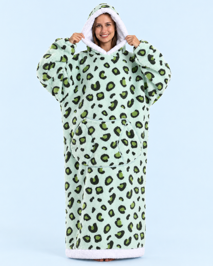 Cuddle Cloud Sherpa Hoodie - Mint Wild, Long - front