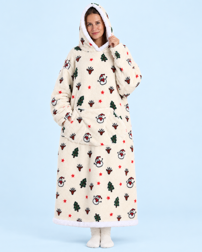 Cuddle Cloud Sherpa Hoodie - Merry & Bright, Long - front
