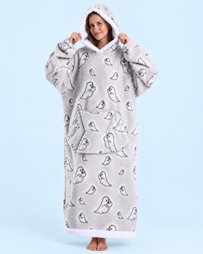 Cuddle Cloud Sherpa Hoodie - Boo Crew, Long - front