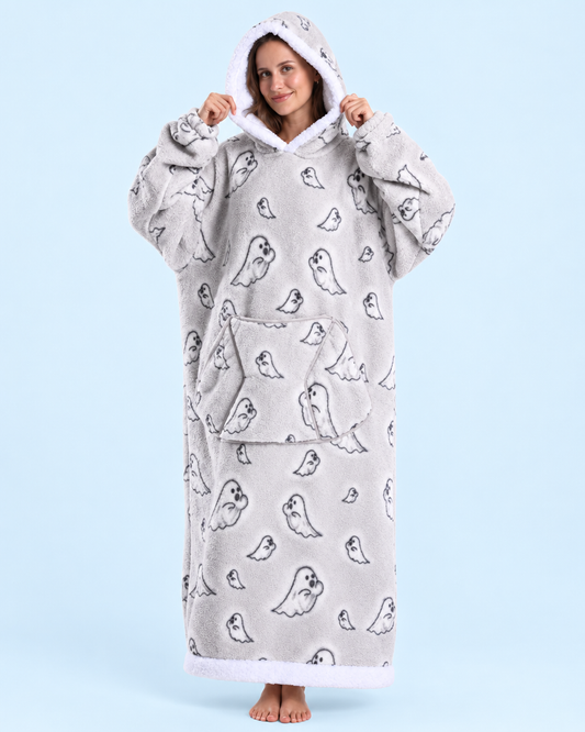 Cuddle Cloud Sherpa Hoodie - Boo Crew, Long - front