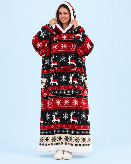 Cuddle Cloud Sherpa Hoodie - Nordic Nights, Long - front