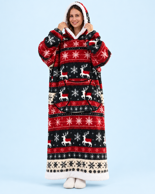 Cuddle Cloud Sherpa Hoodie - Nordic Nights, Long - front