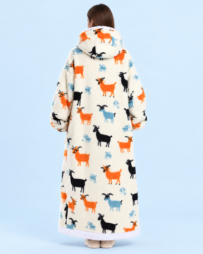 Cuddle Cloud Sherpa Hoodie - Goat Vibes Only, Long - back