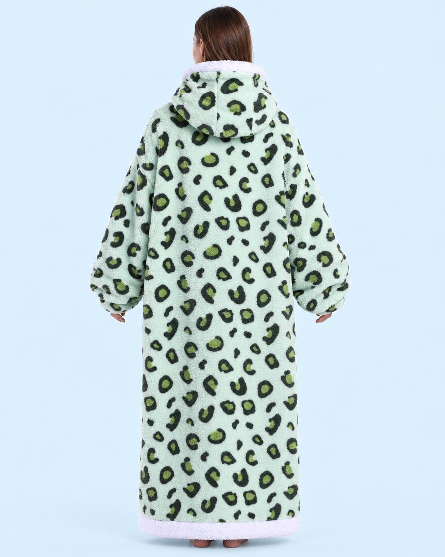 Cuddle Cloud Sherpa Hoodie - Mint Wild, Long - back