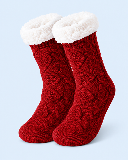 Cuddle Cloud Slipper Socks - Red