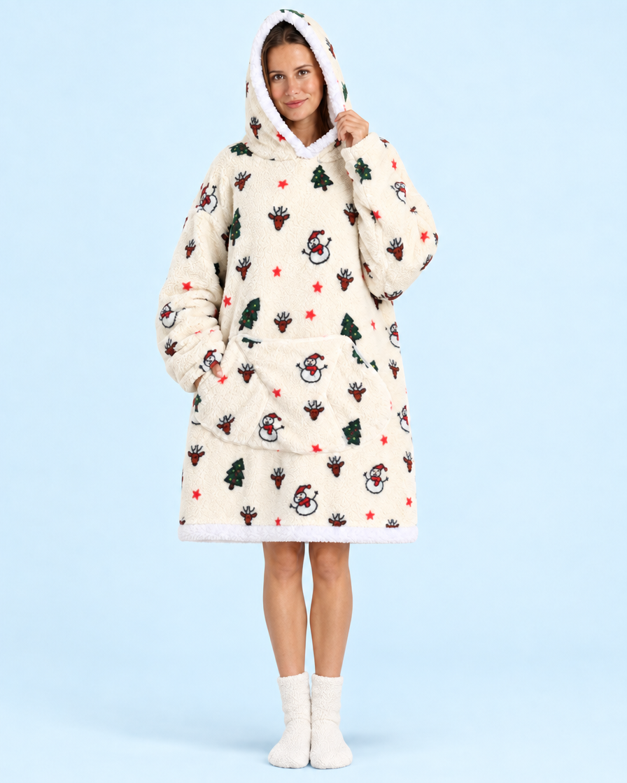 Cuddle Cloud Sherpa Hoodie - Merry & Bright, Short