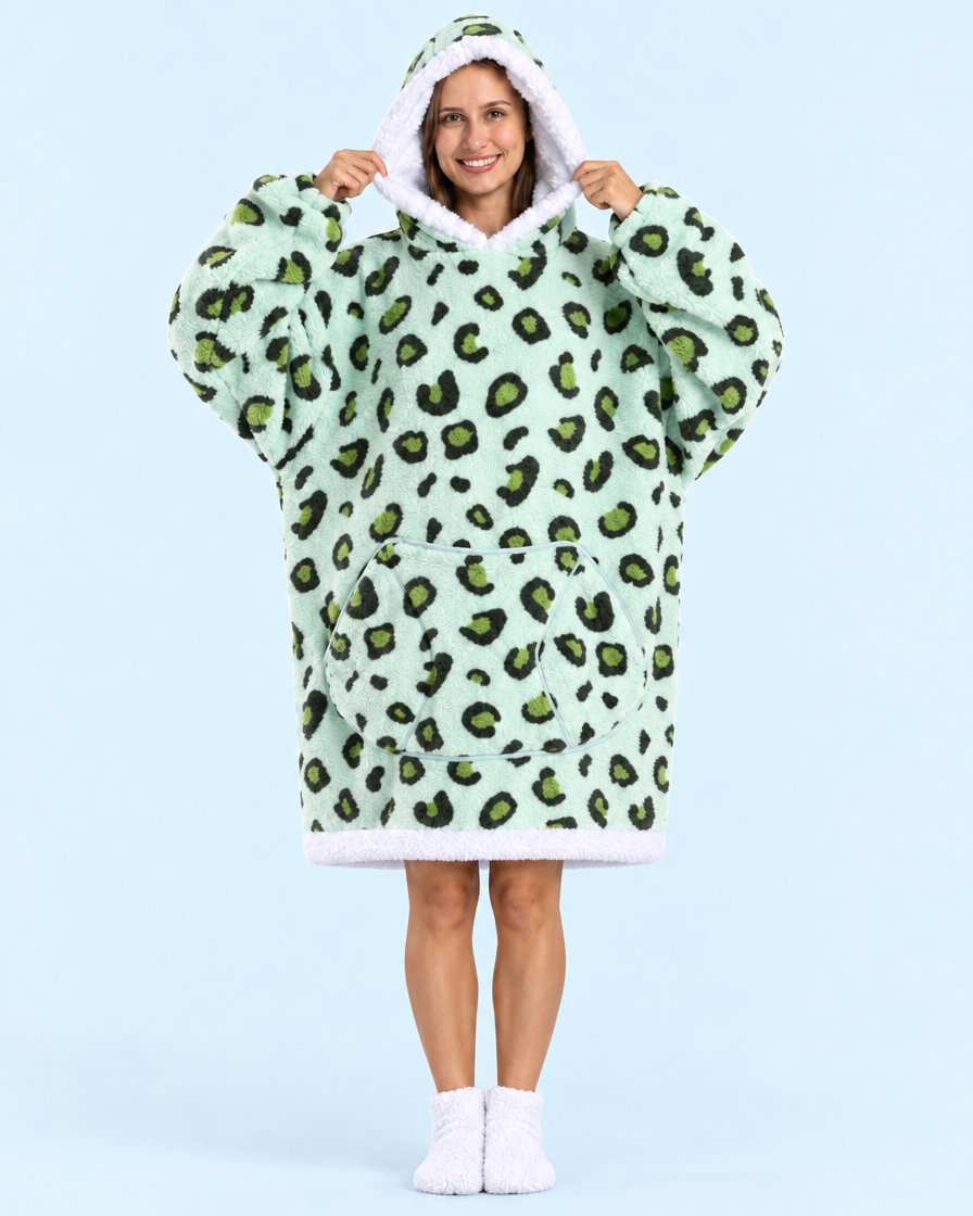 Cuddle Cloud Sherpa Hoodie - Mint Wild, Short