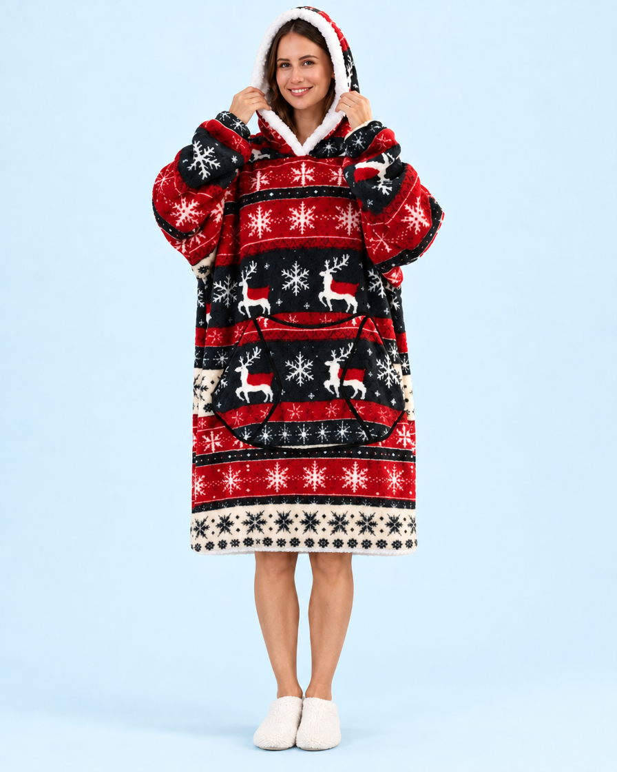 Cuddle Cloud Sherpa Hoodie - Nordic Nights, Short