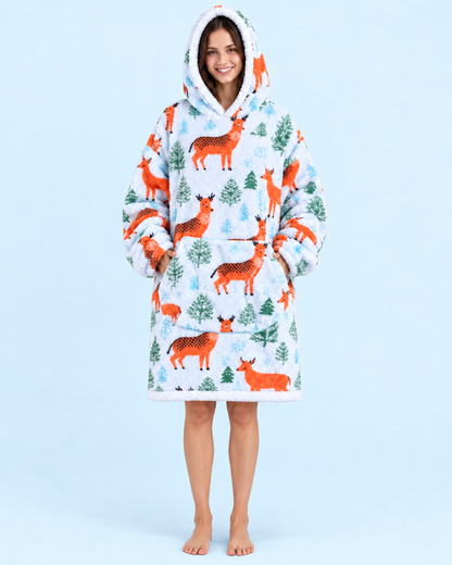 Cuddle Cloud Sherpa Hoodie - Oh Deer, Short
