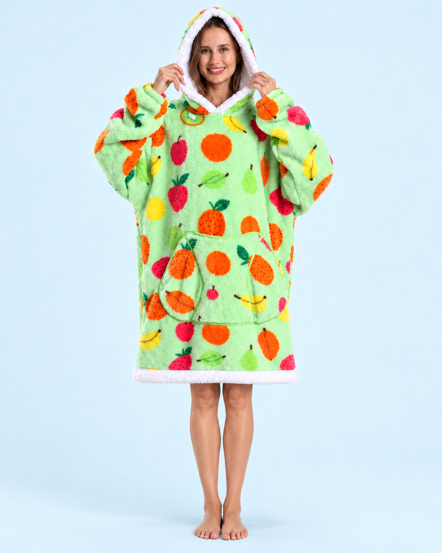 Cuddle Cloud Sherpa Hoodie - Tutti Frutti, Short